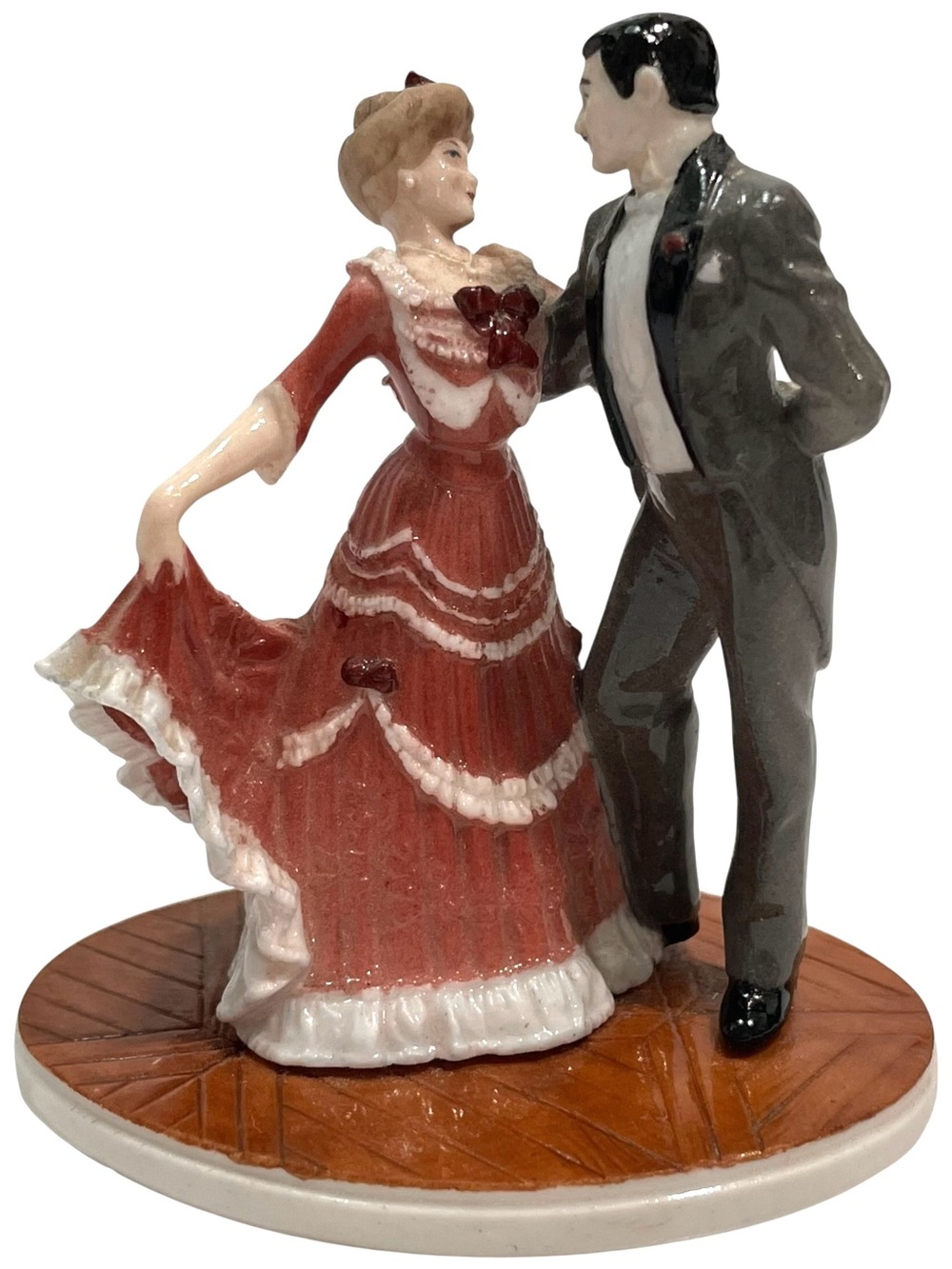 Vintage 1980s Franklin Mint Christmas Ball 1902 Victorian Mini Dancing Couple